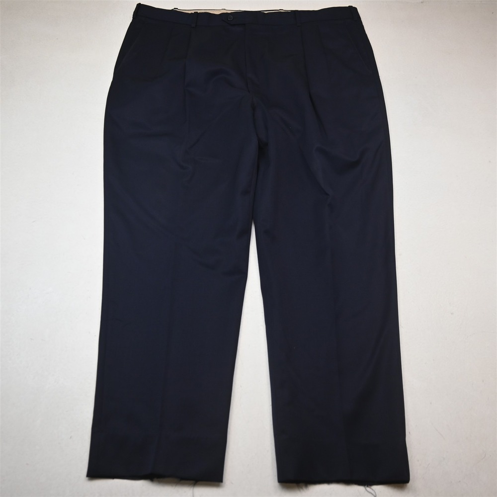 JB Britches USA 44x30 Navy Blue 100% Wool Pleated Classic Winston Dress Pants